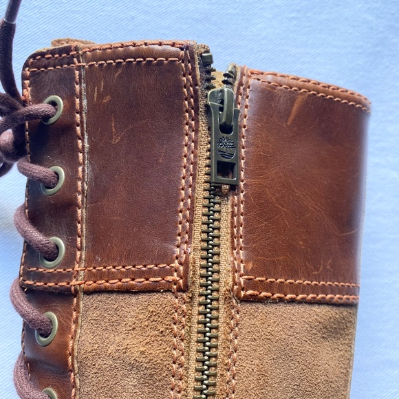 Timberland Bethel Boots Tall Mid Calf Lace Up Buckle Brown Leather Suede Sz 8.5 - Picture 9 of 15